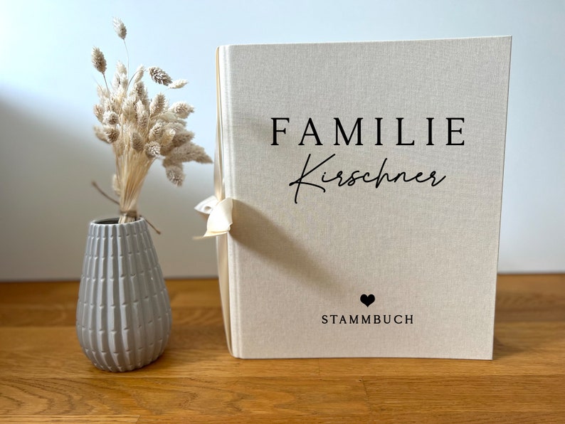 Personalisiertes Stammbuch Lovely mit Namen/Familienname, für DIN A4 Format 32x26cm mit Leineneinband, OHNE EINLAGEN Bild 8