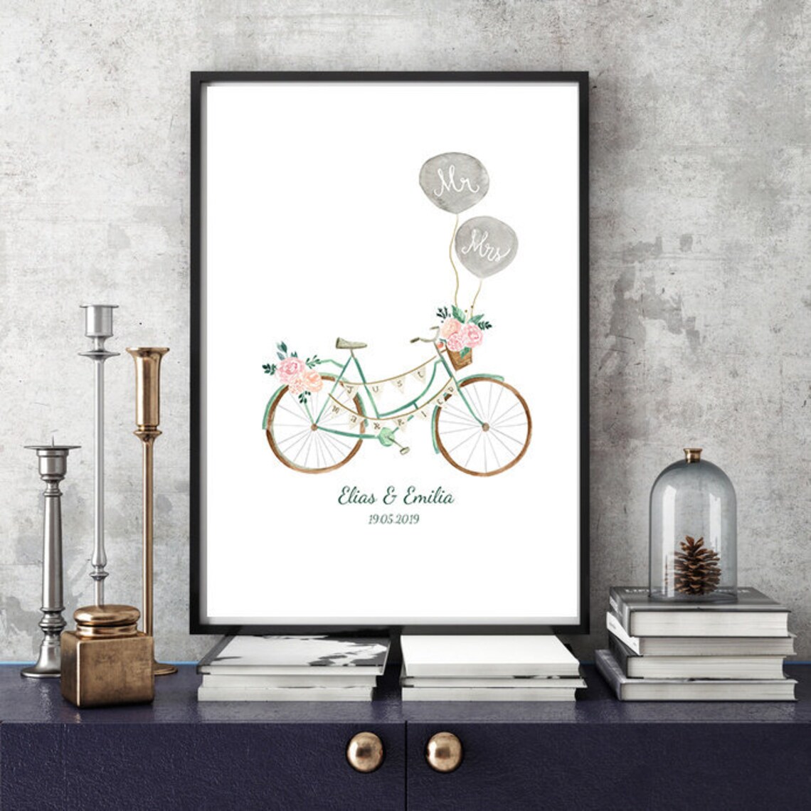 HOCHZEIT Poster Fahrrad personalisiertes Etsy
