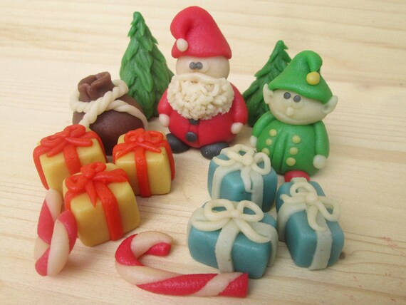 Marzipan Santa Set 13 3d Santa Cake Topper Christmas Etsy
