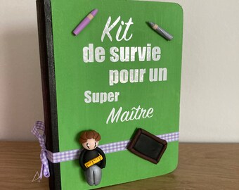 Kit de survie pour un Super Maitre, petite boite de rangement en bois pour le maître, cadeau Maître d’école