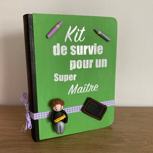 Kit de survie pour un Super Maitre, petite boite de rangement en bois pour le maître, cadeau Maître d’école