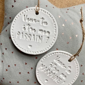 Set of 2 hanging medallions for the Godmother and Godfather, Godfather and Godmother request, Godmother gift, Godfather gift