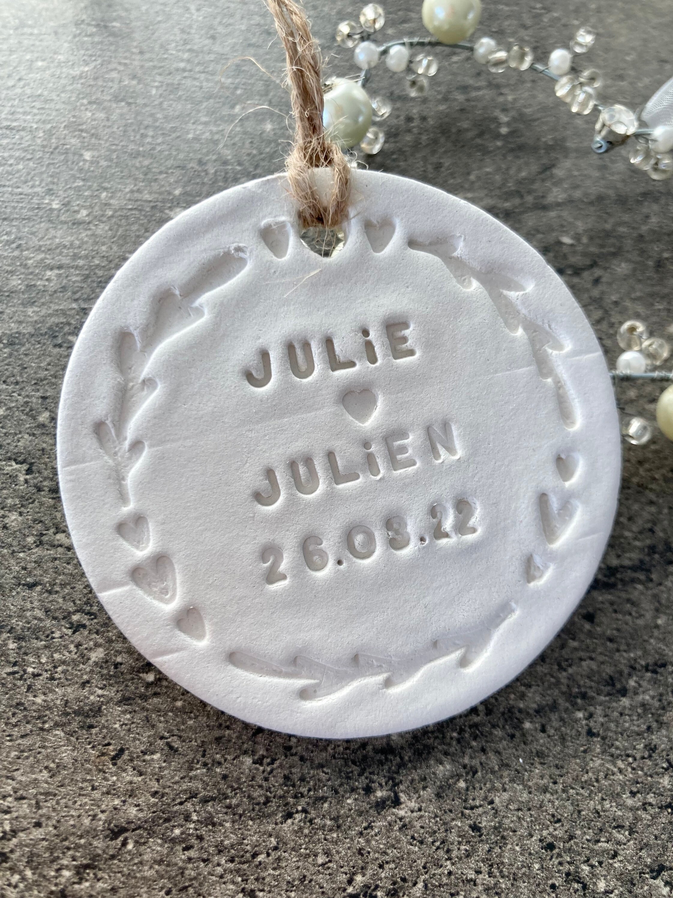 Suspension en Pâte Polymère Auto Séchante Souvenir de Mariage Décor Végétal, Cadeau Invités Mariage,