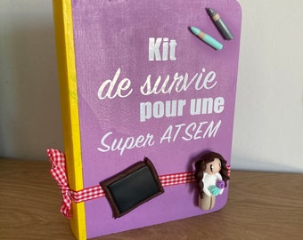 Kit de survie pour une Super ATSEM, petite boite de rangement en bois pour la maîtresse, cadeau Maîtresse