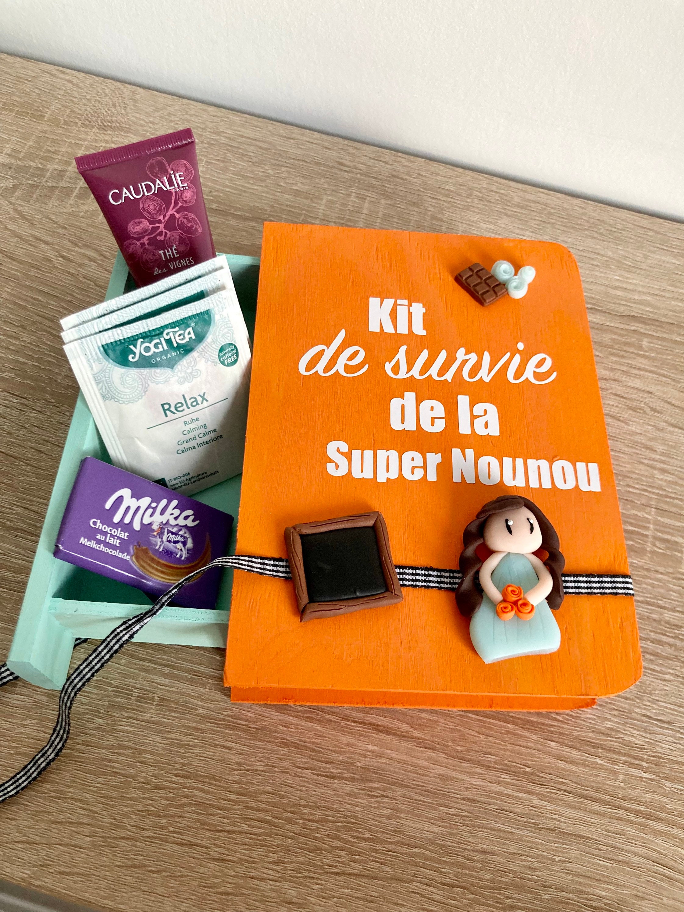 Kit de Survie Pour Une Super Nounou, Petite Boite Rangement en Bois, Boîte à Friandises Cadeau Fin d