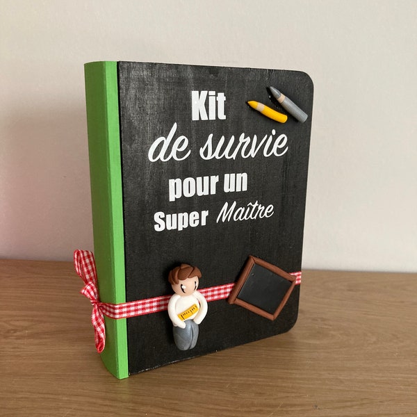 Kit de survie pour un Super Maitre, petite boite de rangement en bois pour le maître, cadeau Maître d’école