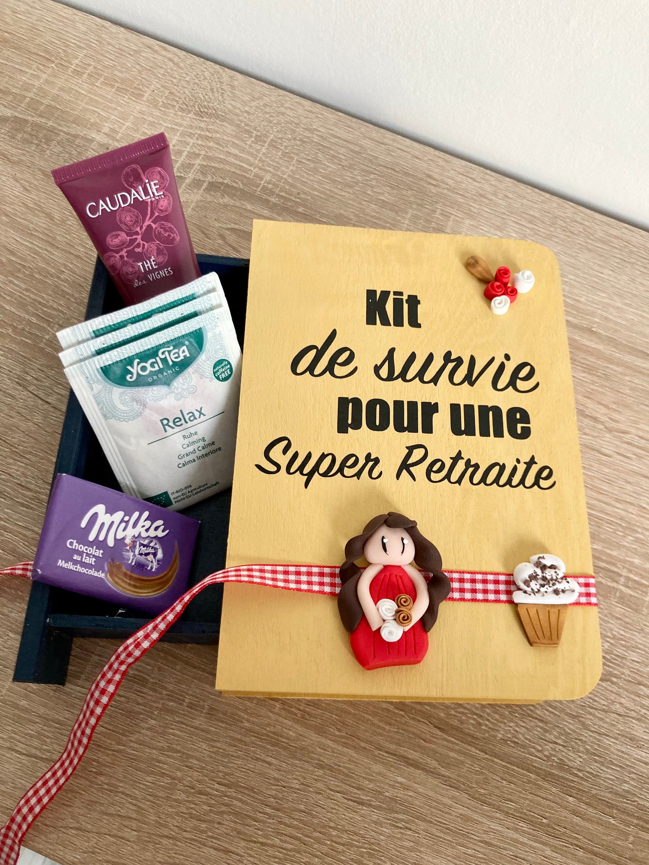 Kit de Survie Pour Une Super Retraite, Petite Boite Rangement en Bois, Boîte à Friandises Cadeau Ret