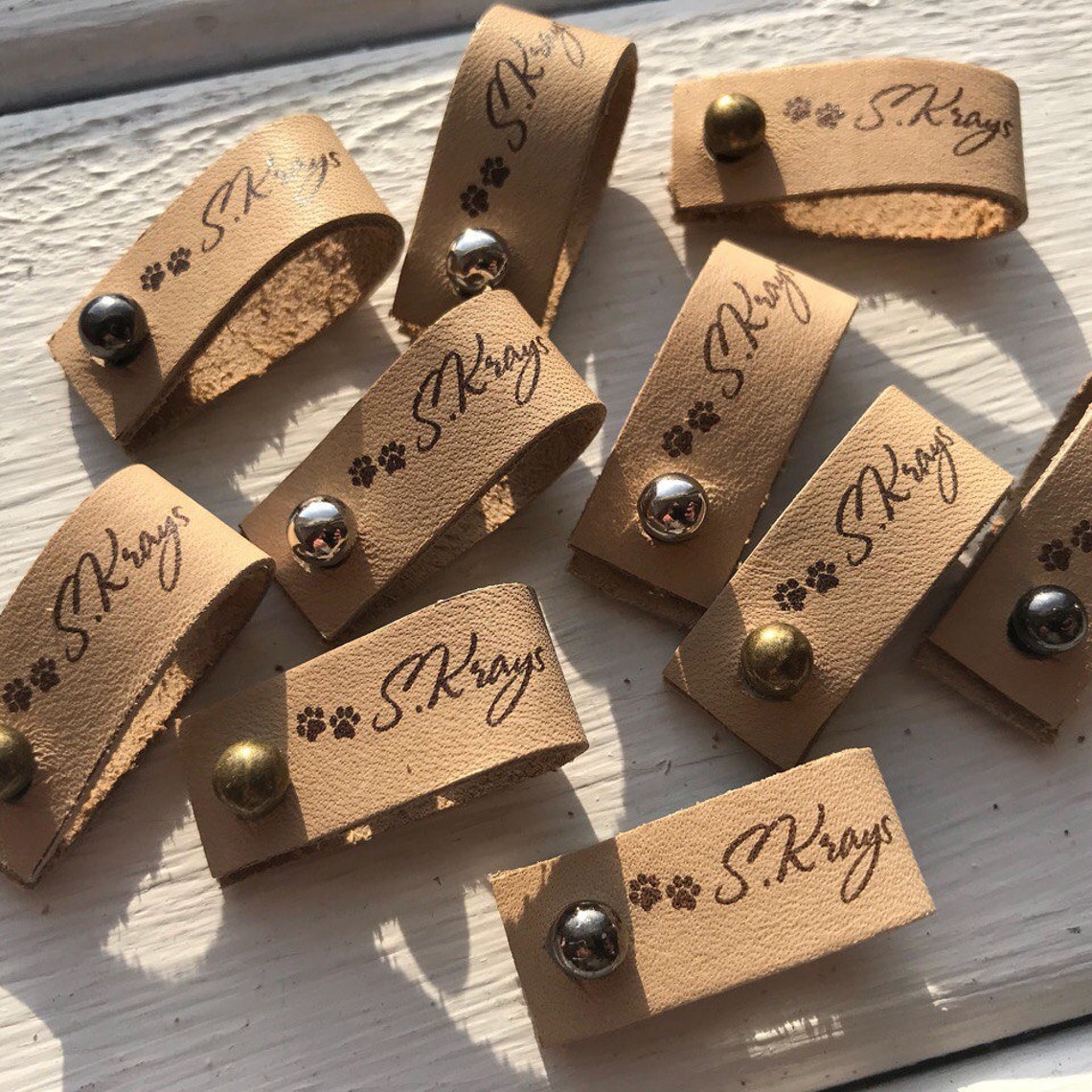 Rivet leather Labels Custom Leather Labels Personalized Etsy