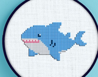 Shark Cross Stitch Pattern - Shark Cross Stitch - Ocean Animals Cross Stitch Pattern - Ocean Shark Cross Stitch - Shark Stitch Pattern PDF