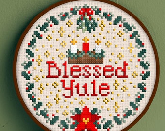 Blessed Yule Cross Stitch Pattern - Yule Cross Stitch Pattern - Blessed Yuletide Cross Stitch Pattern - Yule Cross Stitch - Yule Pattern PDF