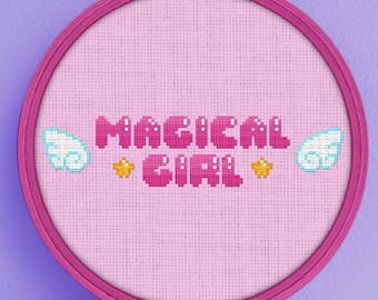 Magical Girl Cross Stitch Pattern - Magical Girl Cross Stitch - Cross Stitch Magical Girl - Magical Girl Stitch Pattern - Cross Stitch Anime