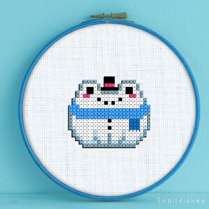 Snowman Frog Cross Stitch Pattern - Snowman Frog Cross Stitch - Snowman Frog Stitch - Snowman Frog Pattern - Snowman Frog - Snowman Stitch