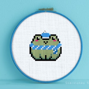 Winter Frog Cross Stitch Pattern - Cozy Winter Frog Cross Stitch Pattern - Cozy Frog Cross Stitch Pattern - Winter Frog Stitch - Cozy Frog