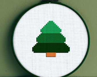 Simple Evergreen Tree Cross Stitch Pattern - Simple Cross Stitch Pattern - Evergreen Tree Cross Stitch Pattern - Tree Cross Stitch Pattern