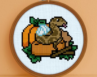 Pumpkin Python Cross Stitch Pattern - Pumpkin Pie Cross Stitch Pattern - Snake Cross Stitch Pattern - Snake Cross Stitch - Snake PDF Pattern
