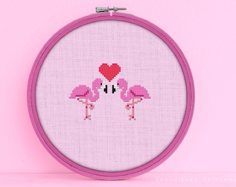 Mini Flamingo Cross Stitch Pattern - Mini Flamingo Cross Stitch - Mini Flamingo Stitch - Mini Flamingo Couple Cross Stitch Pattern - PDF