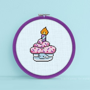 Birthday Cupcake Cross Stitch Pattern - Sweet Snakes - Snake Cross Stitch Pattern - Simple Cross Stitch Pattern - Simple Cross Stitch PDF