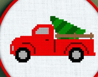 Christmas Tree Truck Cross Stitch Pattern - Christmas Cross Stitch - Tree Cross Stitch - Christmas Tree Cross Stitch - Christmas Tree Stitch