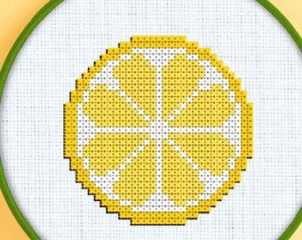 Lemon Slice Cross Stitch Pattern - Lemon Cross Stitch Pattern - Lemon Fruit Cross Stitch Pattern - Lemon Cross Stitch Pattern - Fruit Stitch