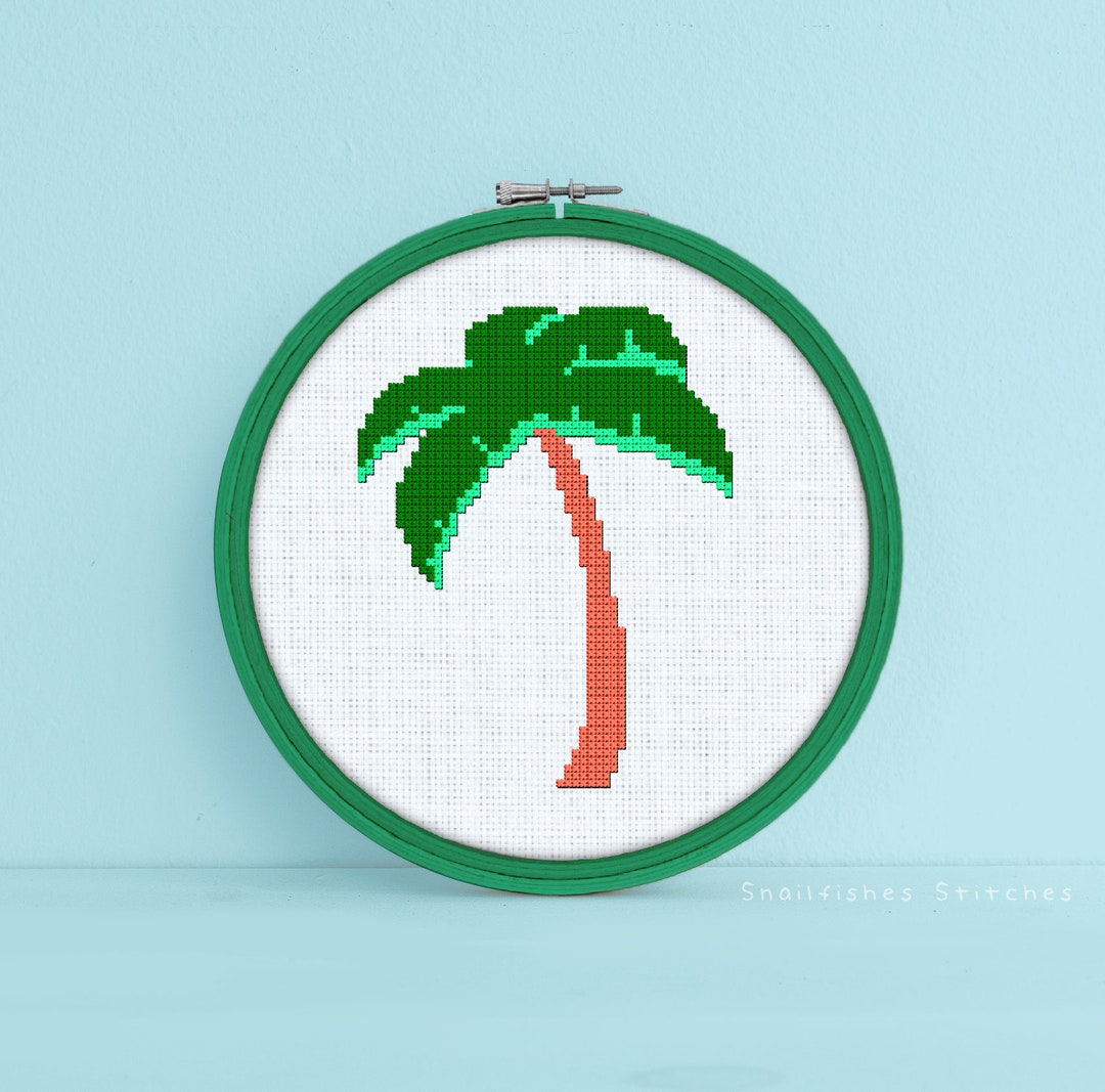 Palm Tree Cross Stitch Pattern - Palm Tree Cross Stitch - Tropical Palm ...