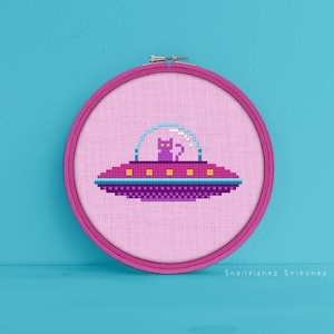 Spaceship Cat Cross Stitch Pattern - Spaceship Cross Stitch Pattern - Spaceship Cat Cross Stitch - Spaceship Cross Stitch - Cat Cross Stich