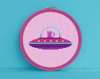 Spaceship Cat Cross Stitch Pattern - Spaceship Cross Stitch Pattern - Spaceship Cat Cross Stitch - Spaceship Cross Stitch - Cat Cross Stich