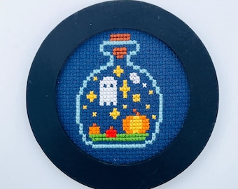 Ghost in a Bottle Cross Stitch Pattern - Bottle Ghost Cross Stitch Pattern - Bottle Ghost Pattern - Ghost in a Bottle - Ghost Cross Stitch