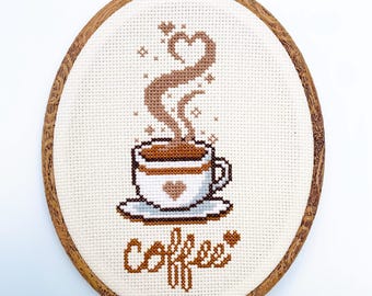 Coffee Cross Stitch Pattern - Caffeine Cross Stitch Pattern - Coffee Cup Pattern - PDF Digital Download