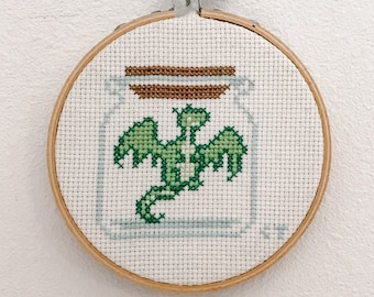 Dragon Cross Stitch Pattern - Dragon Jar Cross Stitch - Dragon Embroidery - Simple Cross Stitch - PDF Digital Cross Stitch Pattern