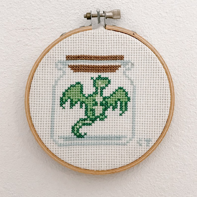 Dragon Cross Stitch Pattern Dragon Jar Cross Stitch Dragon Embroidery Simple Cross Stitch PDF Digital Cross Stitch Pattern image 1