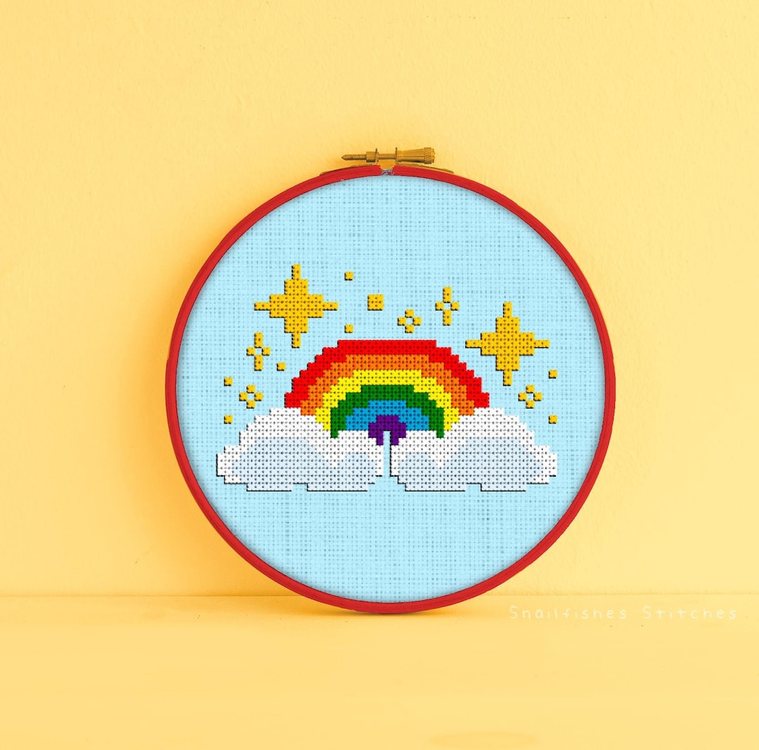 Magic Rainbow Cross Stitch Pattern - Rainbow Cross Stitch Pattern ...