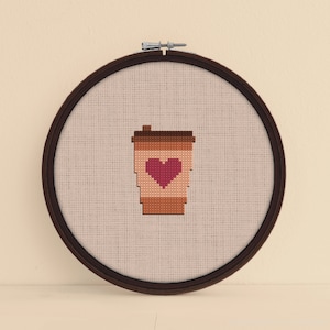 Coffee Cup Cross Stitch Pattern - Simple Coffee Cup Cross Stitch - Easy Coffee Cross Stitch Pattern - To Go Coffee - Digital Download PDF