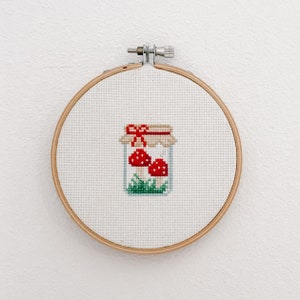 Mushroom Jar Cross Stitch Pattern - Cottagecore Pattern - PDF Pattern - Modern Cross Stitch - Embroidery Pattern - Simple Cross Stitch