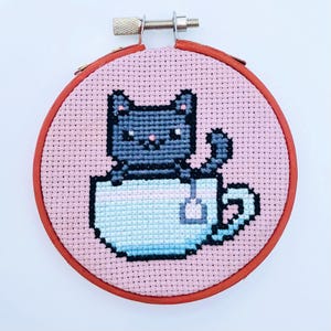 Cat Cup Cross Stitch Pattern - Cat Tea Cross Stitch Pattern - Cute Cat Cross Stitch Pattern - Tea Cross Stitch Pattern - Cat Cup PDF Tea