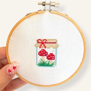 Mushroom Jar Cross Stitch Pattern - Cottagecore Pattern - PDF Pattern - Modern Cross Stitch - Embroidery Pattern - Simple Cross Stitch