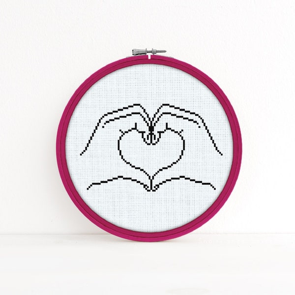 Heart Hands Cross Stitch Pattern - Heart Hands Cross Stitch - Love Cross Stitch Pattern - Romance Cross Stitch Pattern - Heart Hands PDF