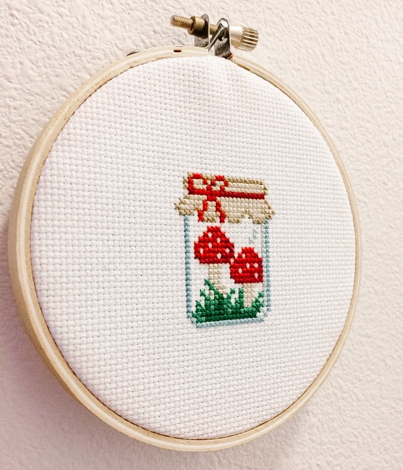 Mushroom Jar Cross Stitch Pattern Cottagecore Pattern PDF Pattern Modern Cross Stitch Embroidery Pattern Simple Cross Stitch image 5