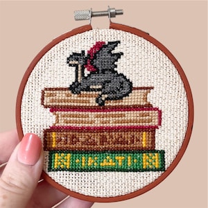 Book Dragon Cross Stitch Pattern - Dragon Cross Stitch - Bookish Cross Stitch - Bookish Dragon Cross Stitch - Fantasy Cross Stitch Pattern