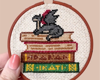 Book Dragon Cross Stitch Pattern - Dragon Cross Stitch - Bookish Cross Stitch - Bookish Dragon Cross Stitch - Fantasy Cross Stitch Pattern