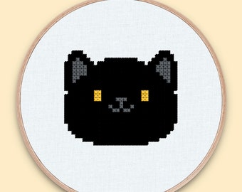 Black Cat Cross Stitch Pattern - Black Cat Cross Stitch - Cat Cross Stitch - Black Cat Stitch Pattern - Black Cat Pattern - Cat Cross Stitch