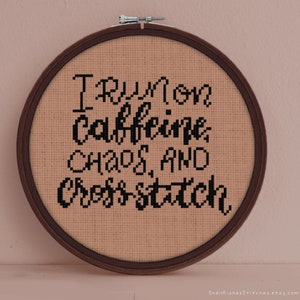 Coffee Cross Stitch Pattern - Caffeine Cross Stitch Pattern - Cross Stitch - Chaos - Coffee Pattern - Coffee Digital Download PDF