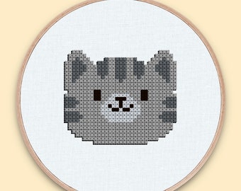 Gray Tabby Cat Cross Stitch Pattern - Tabby Cat Cross Stitch Pattern - Gray Tabby Cross Stitch Pattern - Gray Tabby Cat Stitch Pattern PDF