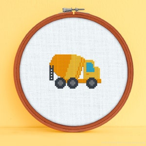 Cement Mixer Cross Stitch Pattern - Construction Cross Stitch Pattern - Cross Stitch Pattern for Kids - Digital Download PDF