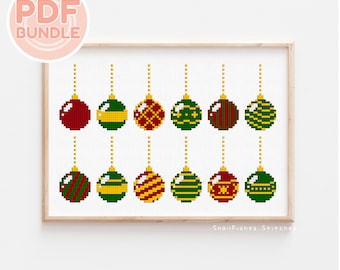 Pacote de padrão de ponto cruz de enfeite de natal - Padrão de ponto cruz de enfeite de natal - Ponto cruz de enfeite de natal - PDF de Natal