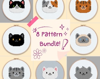 Cat Bundle Cross Stitch Pattern - Calico Cross Stitch Pattern - Cat Cross Stitch Pattern - Kitty Cross Stitch - Cat Cross Stitch - Calico