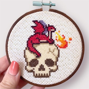Skull Dragon Cross Stitch Pattern - Dragon Cross Stitch Pattern - Dragon Cross Stitch - Skull Dragon Cross Stitch - Cute Dragon Stitch PDF