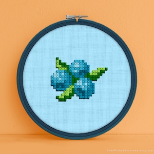 Blueberry Cross Stitch Pattern - Small Cross Stitch Pattern - Simple Cross Stitch Pattern - Easy Cross Stitch Pattern - Digital Download PDF