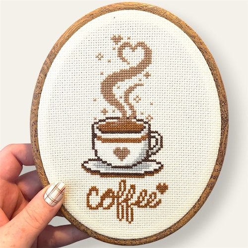 Coffee Cross Stitch Pattern - Caffeine Cross Stitch Pattern - Coffee Cup Pattern - PDF Digital Download