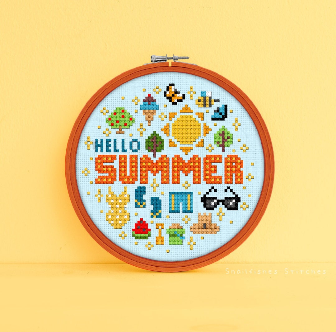 Hello Summer Cross Stitch Pattern Hello Summer Cross Stitch Etsy