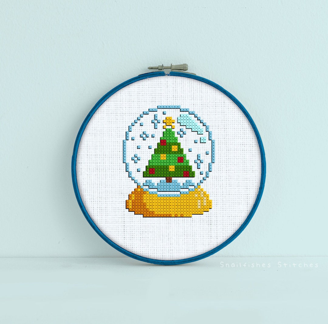 Christmas Tree Snow Globe Cross Stitch Pattern - Christmas Snow Globe ...
